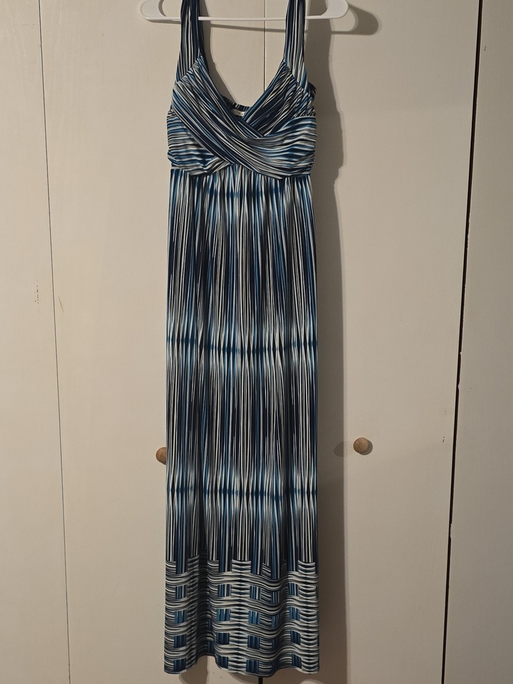 Max Studio Navy and White Striped Sleeveless Maxi Dress
